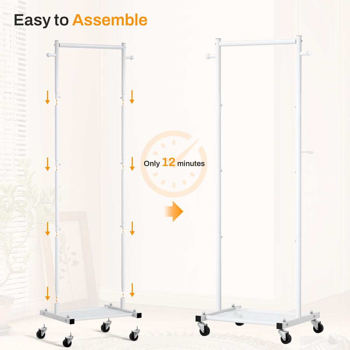 MISSLO rack side hooks offer additional storage for accessories.