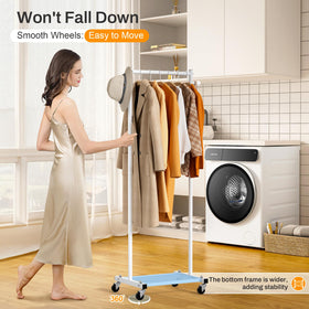MISSLO rack top-bar hanging space demonstrates extra capacity for garments.