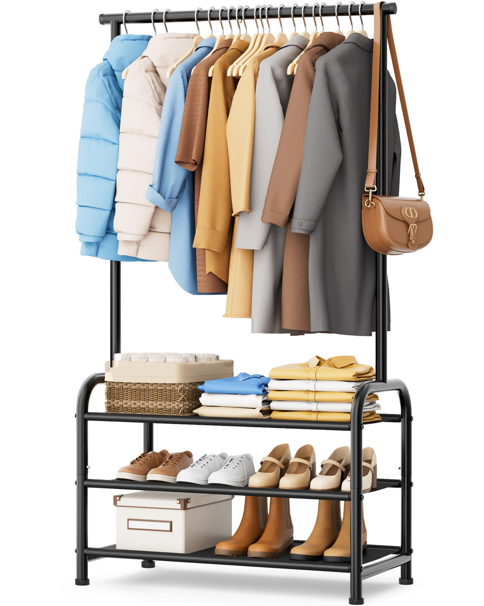 MISSLO sturdy clothing rack base view highlights stable construction for heavy loads