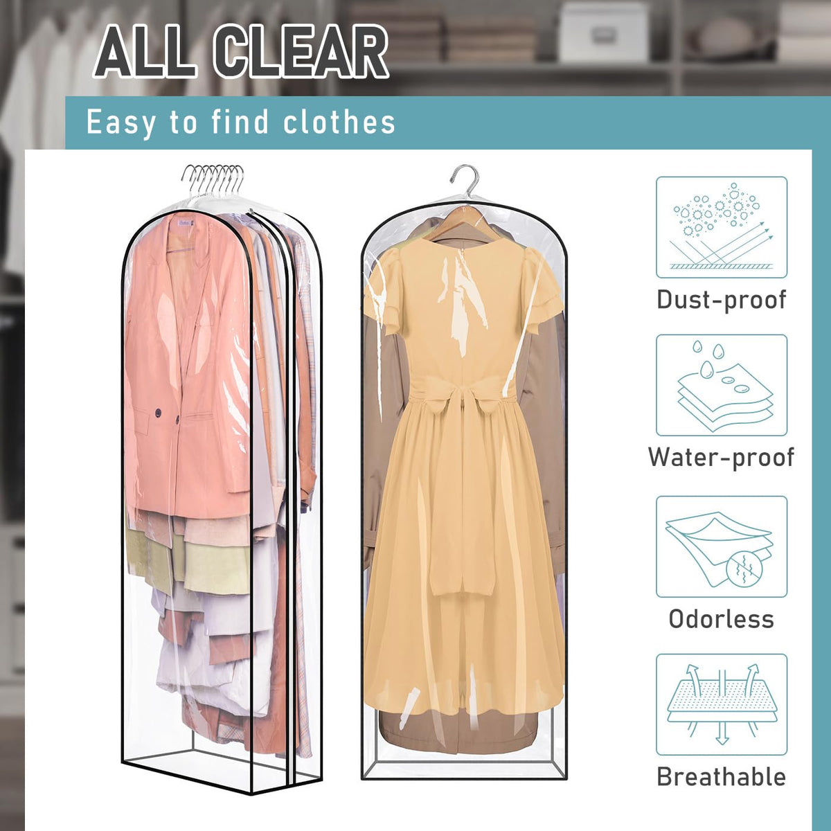 MISSLO breathable top fabric helps minimize odors in stored garments.