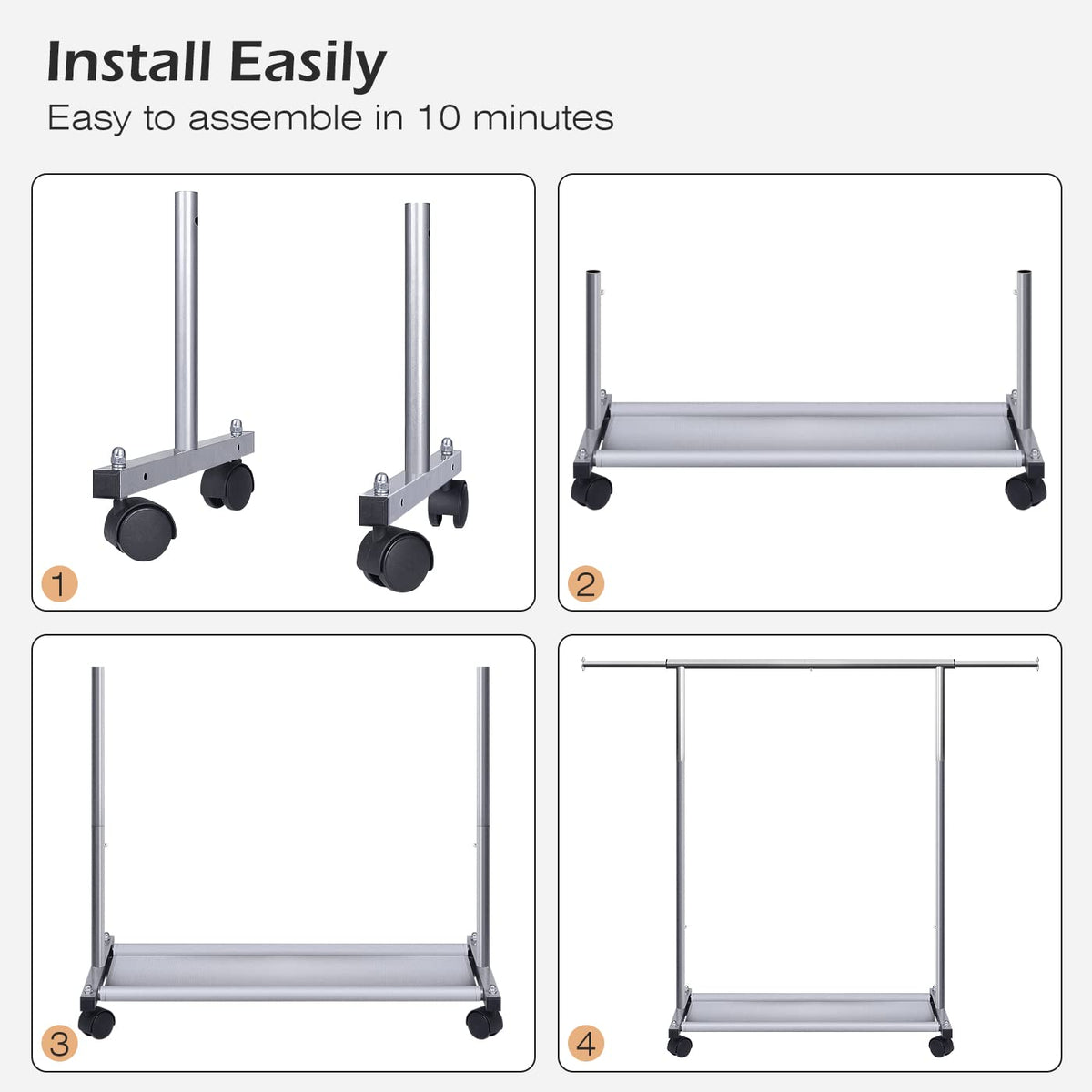 MISSLO versatile clothing rack is easy to assemble and move.
