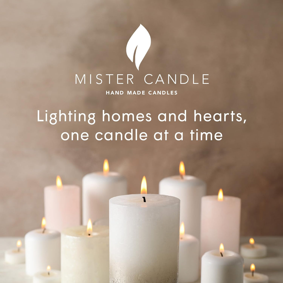 Mister Candle ivory pillar centerpiece elevates tables and events with understated elegance.