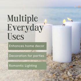Mister Candle dripless pillar candle provides clean candlelight during meals.