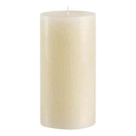 Mister Candle ivory 4x8 pillar close-up for elegant home decor.
