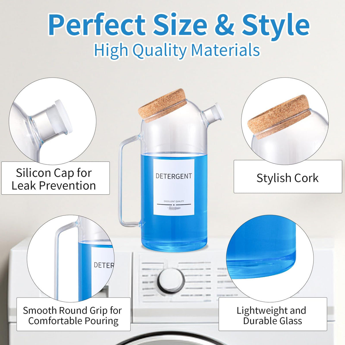 Dispenser capacity 60.9 ounces for efficient storage and refills