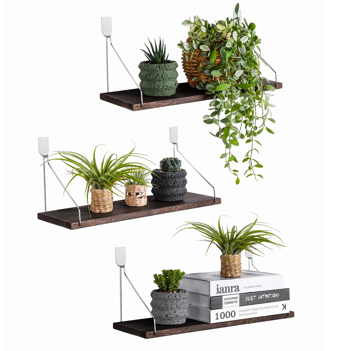 MITIME 3-pack floating shelves front view for stylish wall storage