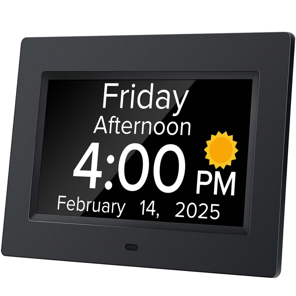 Mitoart digital alarm clock with 7-inch display for clear reading.