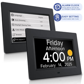 Mitoart clock with voice announcements displaying time in nine languages.