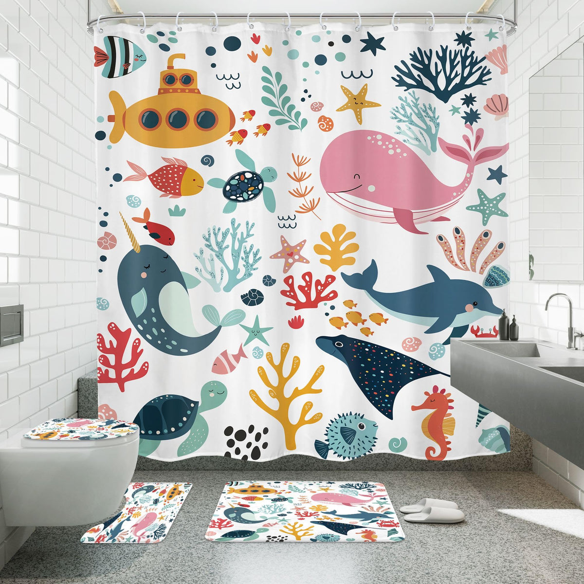 Mitpok ocean bath mat offering a soft, non-slip surface