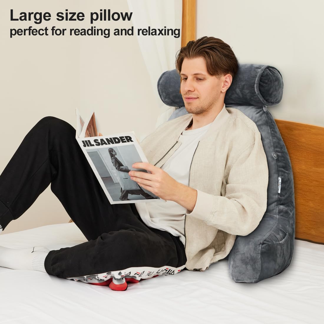 Mittagong backrest pillow with arm support offering comfortable elbow relief.