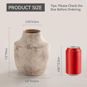 Mitt&Ditt weathered pottery vase closeup reveals handcrafted texture and rustic charm