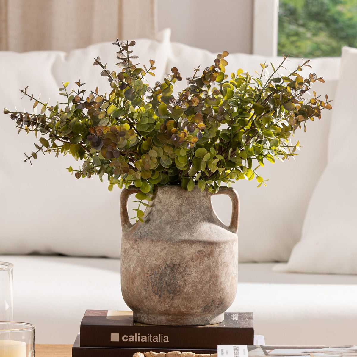 Mitt&Ditt farmhouse decor vase complements various interior styles on tabletops