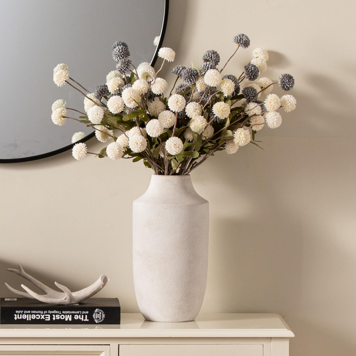 Mitt&Ditt weathered ceramic vase offers a handcrafted accent for entryways and mantels.