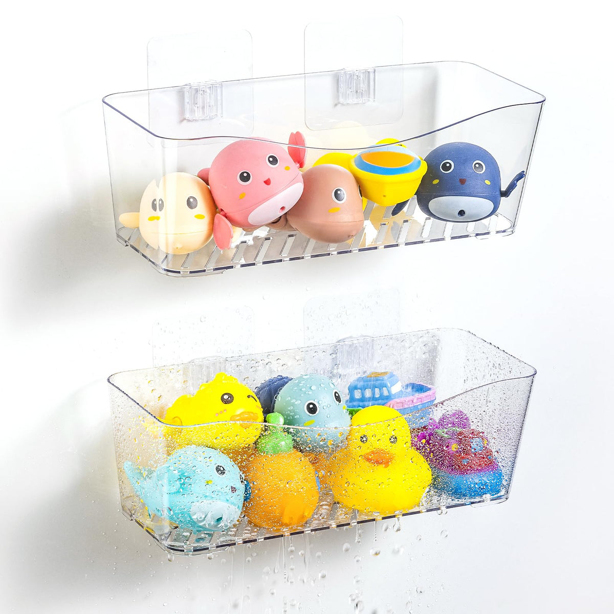 MIUKAA bath toy storage 2-pack keeps clutter organized with ample space.