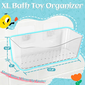 MIUKAA clear bath toy holder shows contents and aids quick drying.