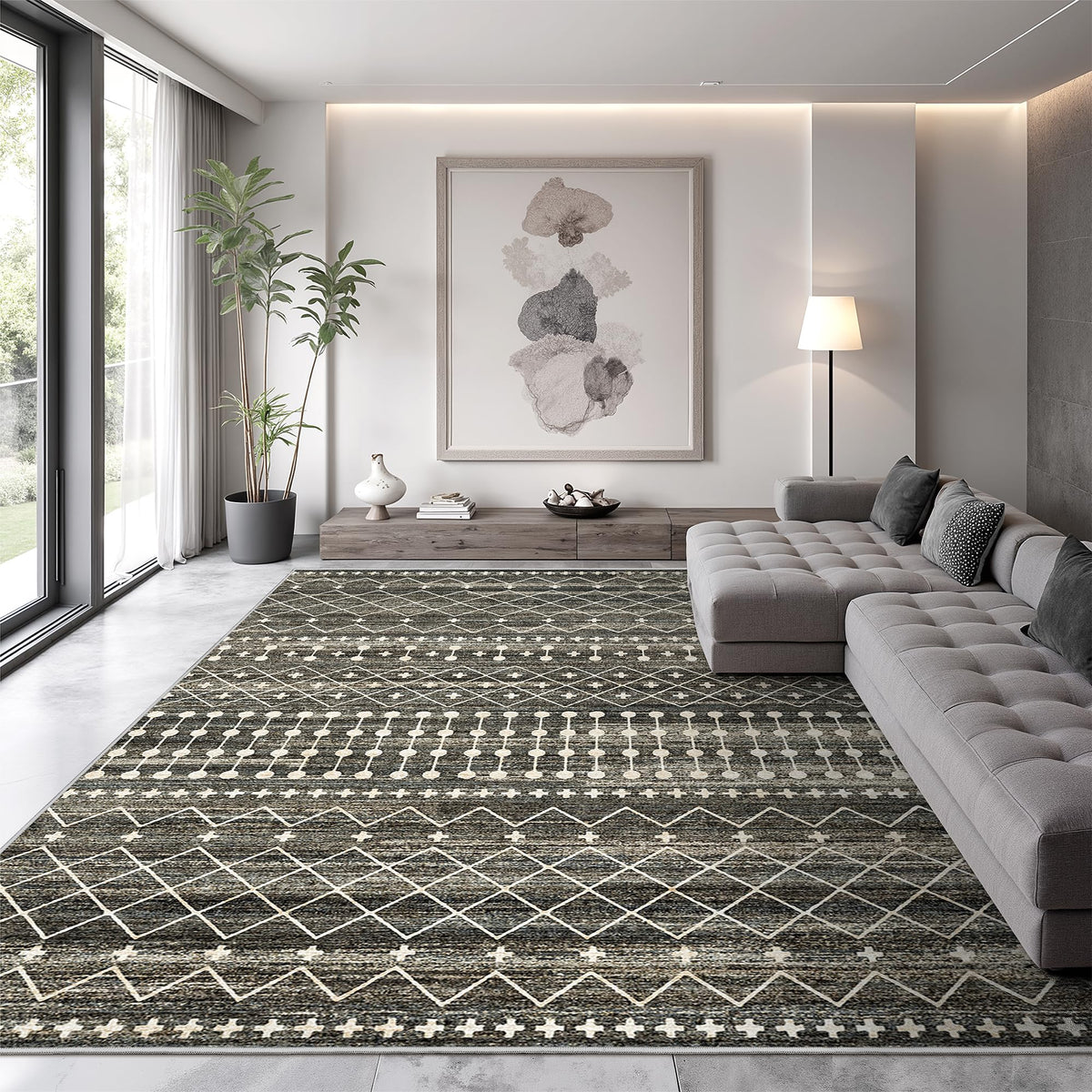 Miukiki living-room setup showcases Moroccan pattern and easy-care practicality.
