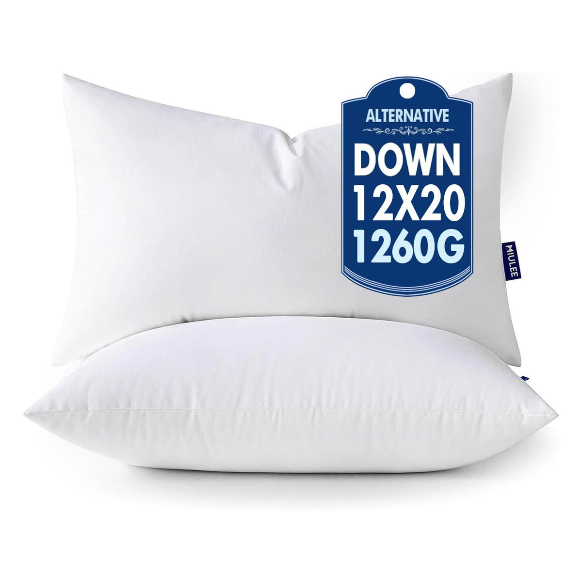 MIULEE 12x20 pillow insert front view with plush fill for cozy support