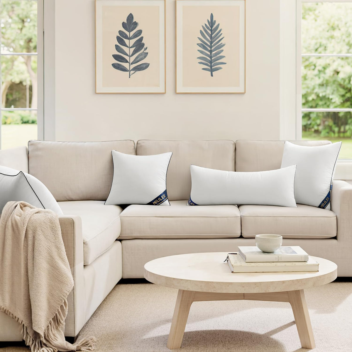 MIULEE 14x36 pillow insert shown on a sofa for versatile decor