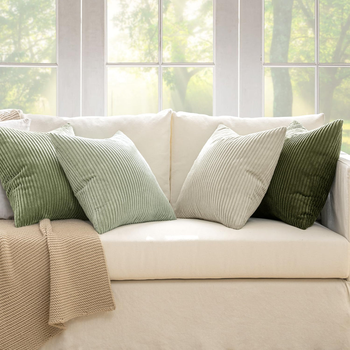 MIULEE 18x18 inch covers fit standard cushions on sofas