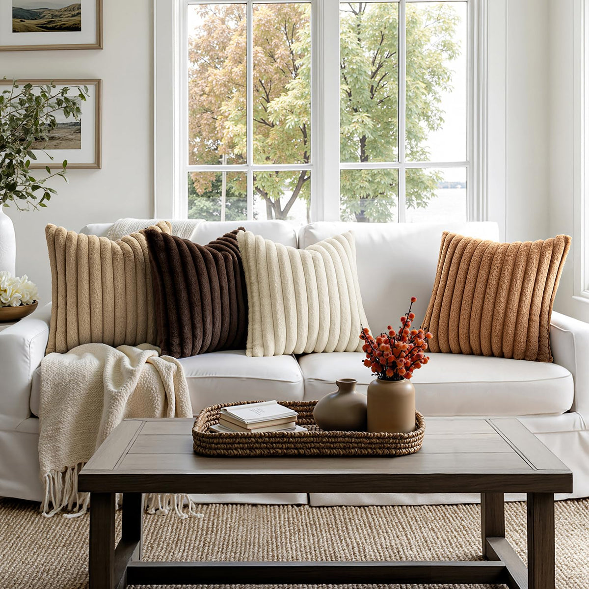 MIULEE 18x18 pillow covers four-pack enhances sofa texture and style