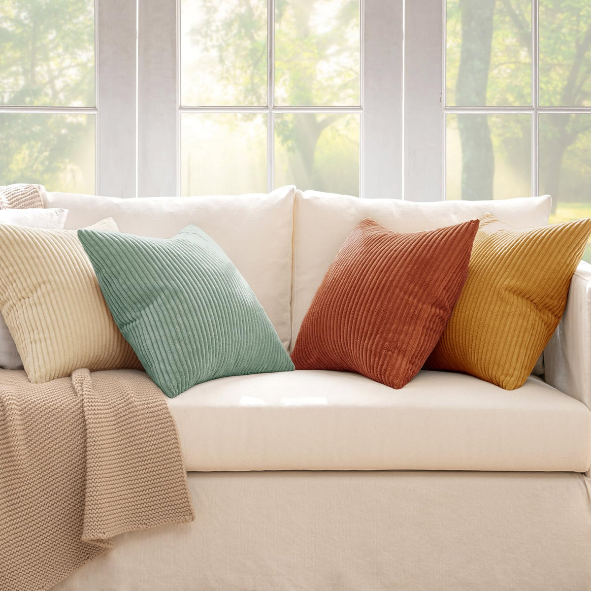 MIULEE Teal rust gradient 18x18 pillow cover for couch styling