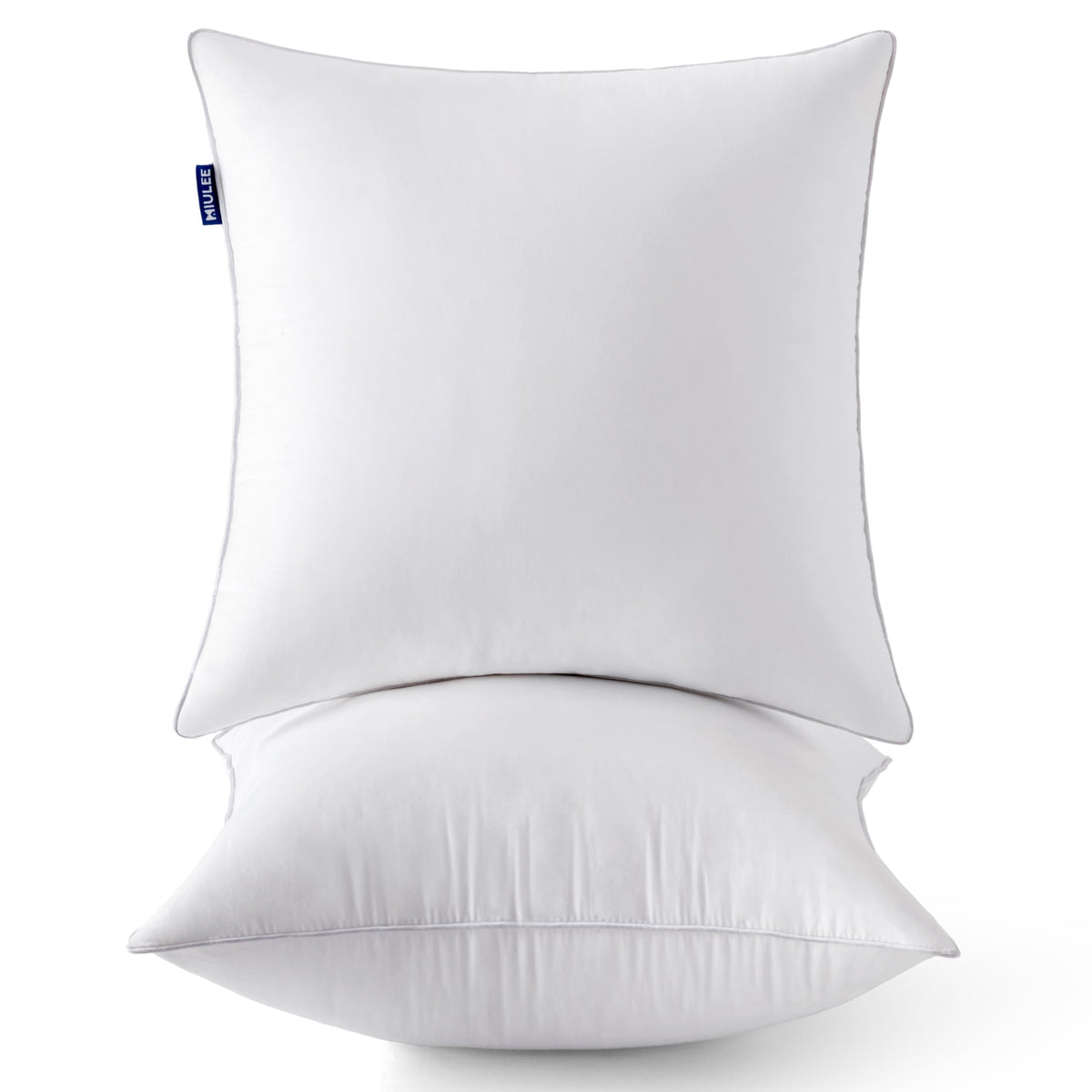 MIULEE 20x20 pillow insert fullness closeup shows plush support for neck and back