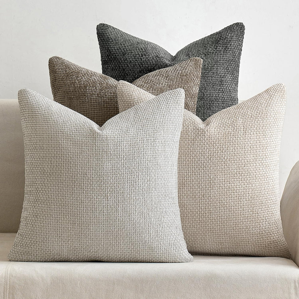 MIULEE 4-pack pillow covers cream close-up texture for cozy living room decor.