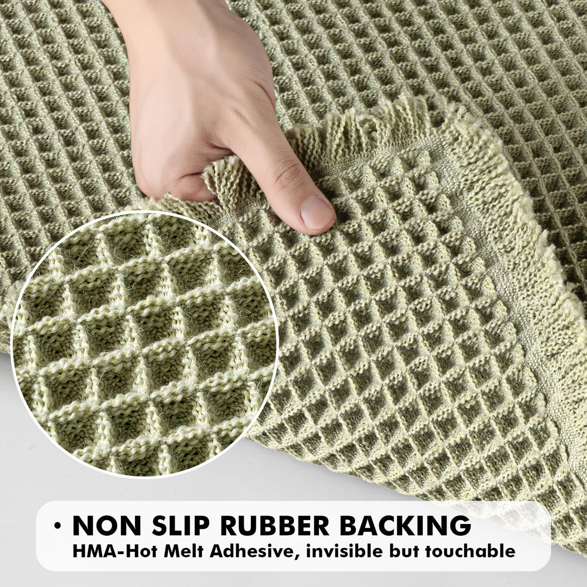MIULEE waffle texture close-up highlighting absorbent surface for feet.