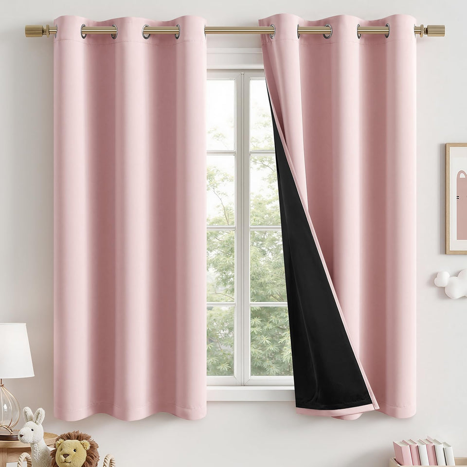 MIULEE Baby Pink blackout curtains panel-1 shows wide coverage for deep room darkness