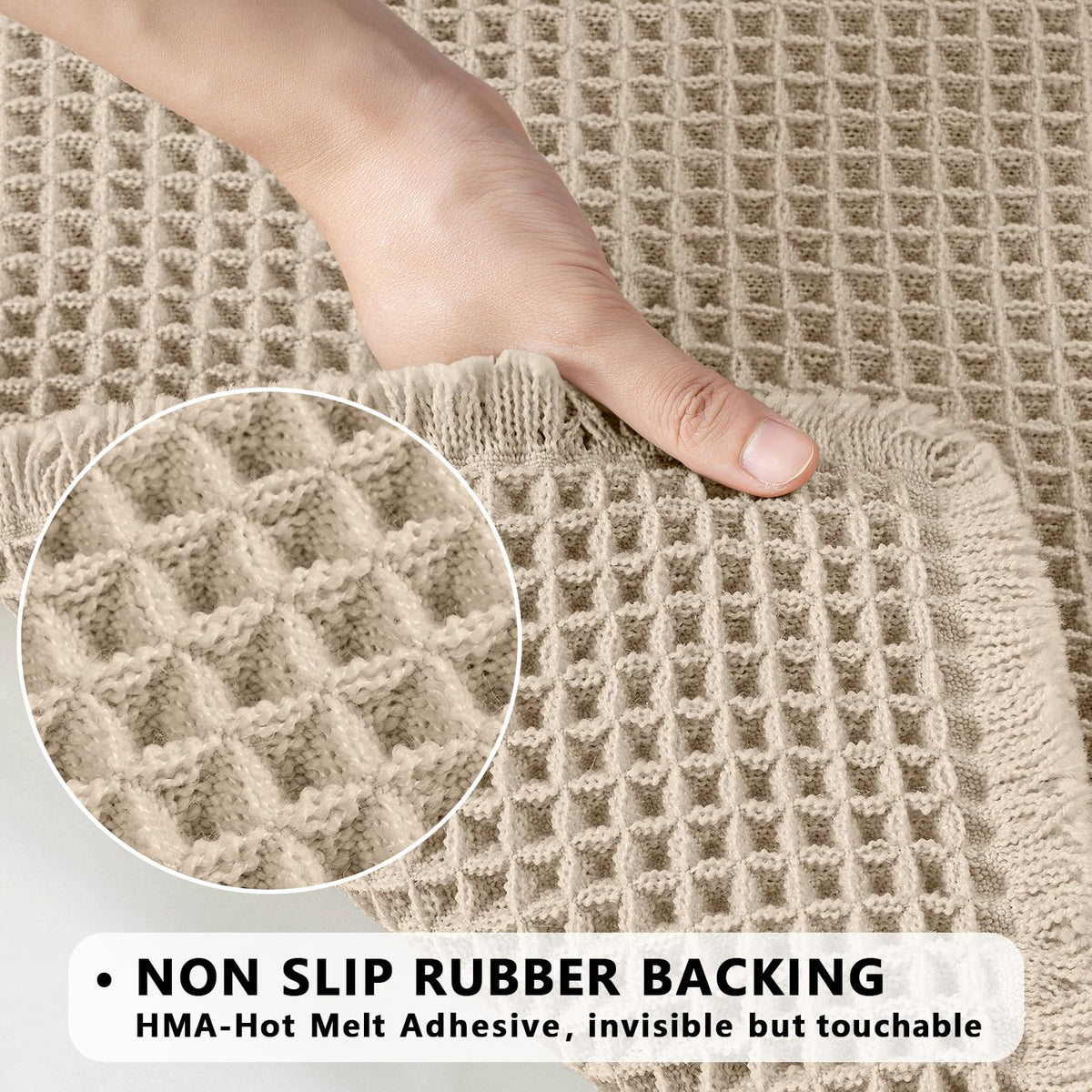 MIULEE non-slip backing mat on smooth bathroom floor for safer steps
