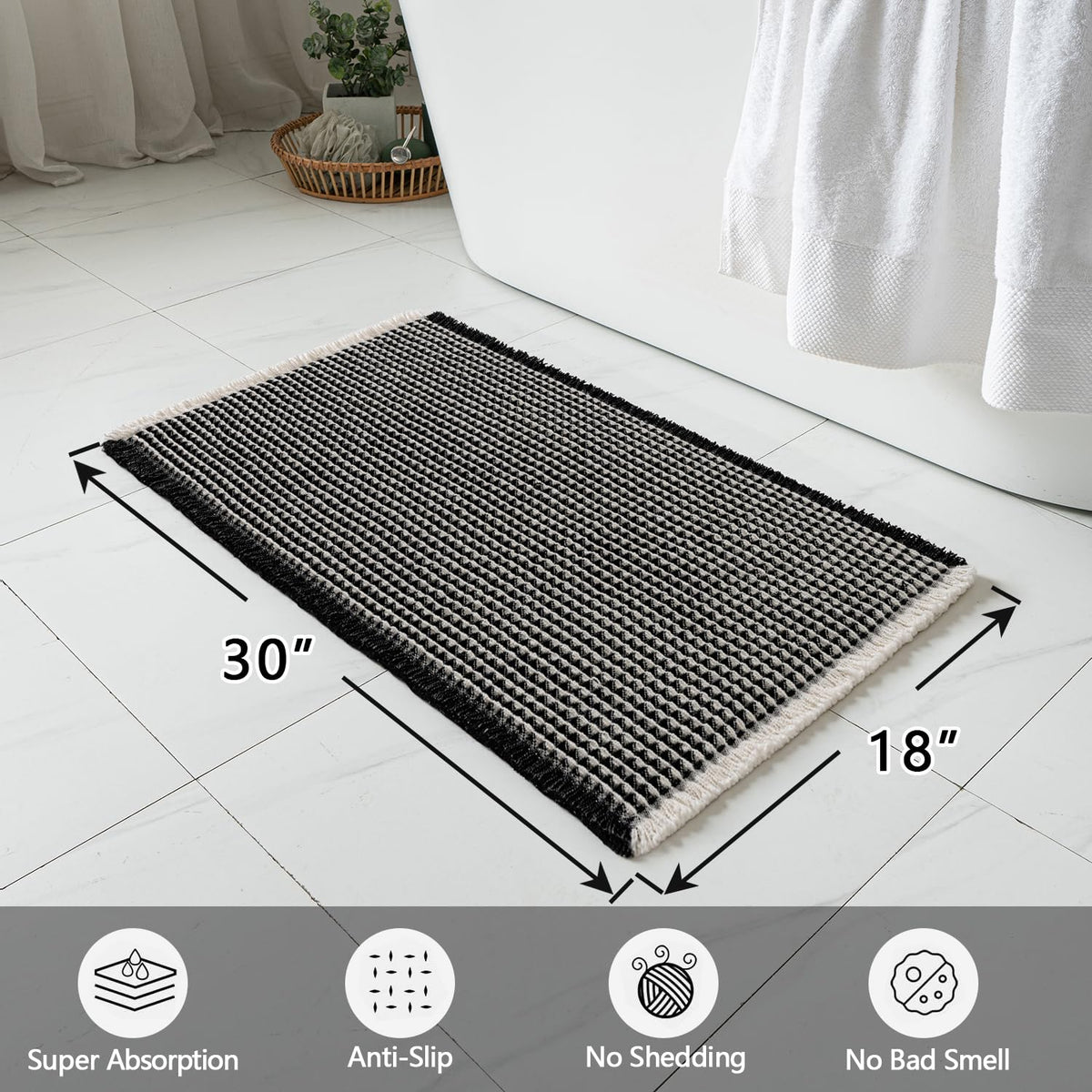 MIULEE two-pack bath mats provide ultra-absorbent, foot-friendly comfort.