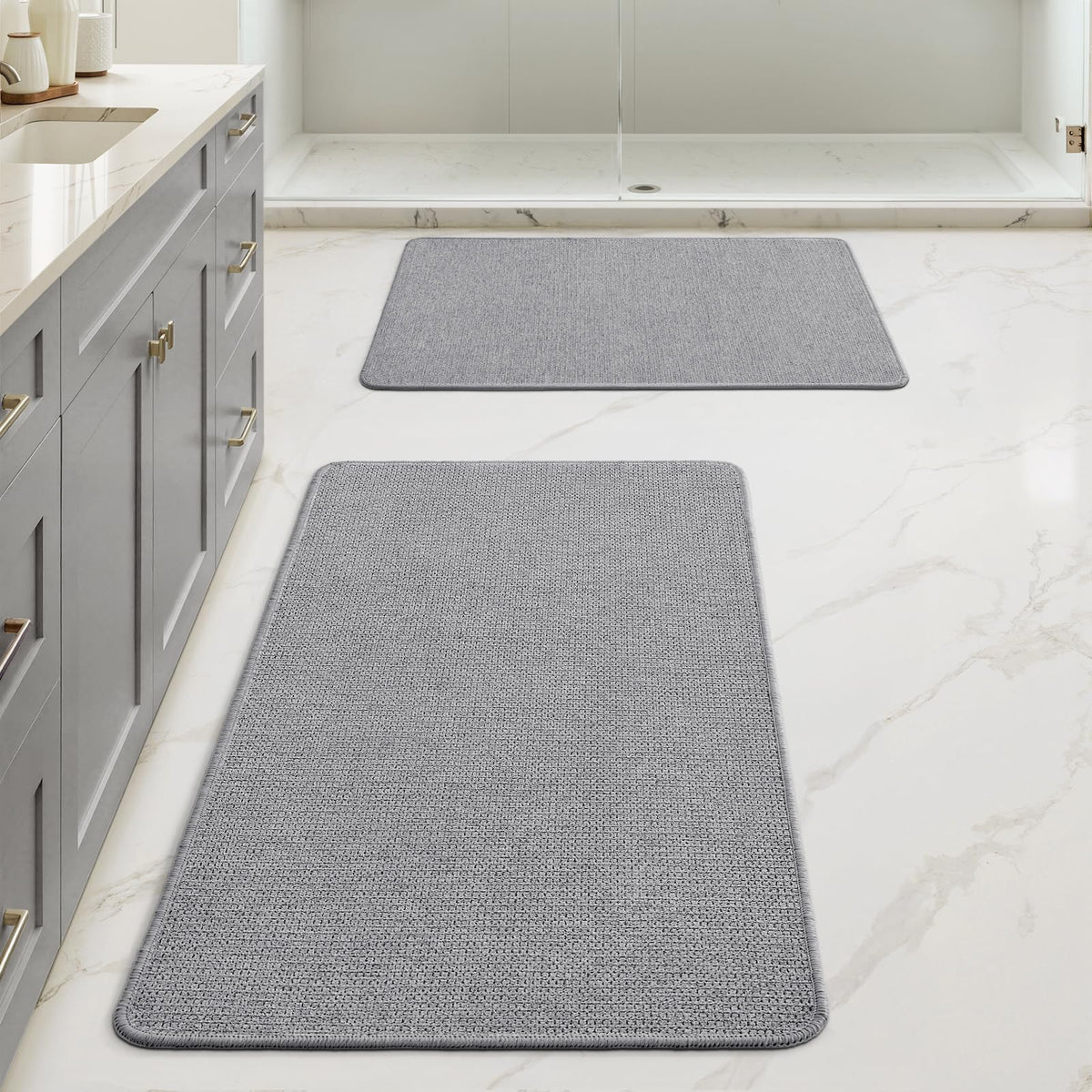 MIULEE bath rug set 17x27 grey for door-friendly fit and quick-dry comfort.