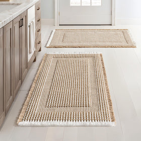 MIULEE waffle bath rug set 2-pack full view shows durable, cozy design
