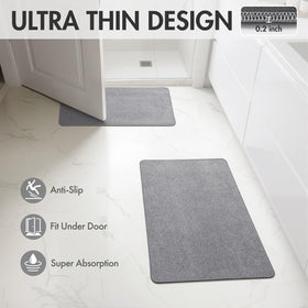 MIULEE bath rug set 20x32 grey provides under-door clearance and plush drying.