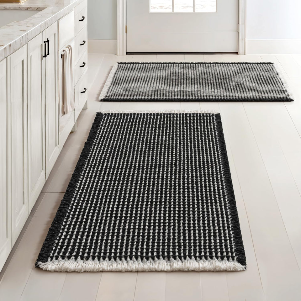 MIULEE bath rug with upgraded waffle design offers durable texture and quick absorption.
