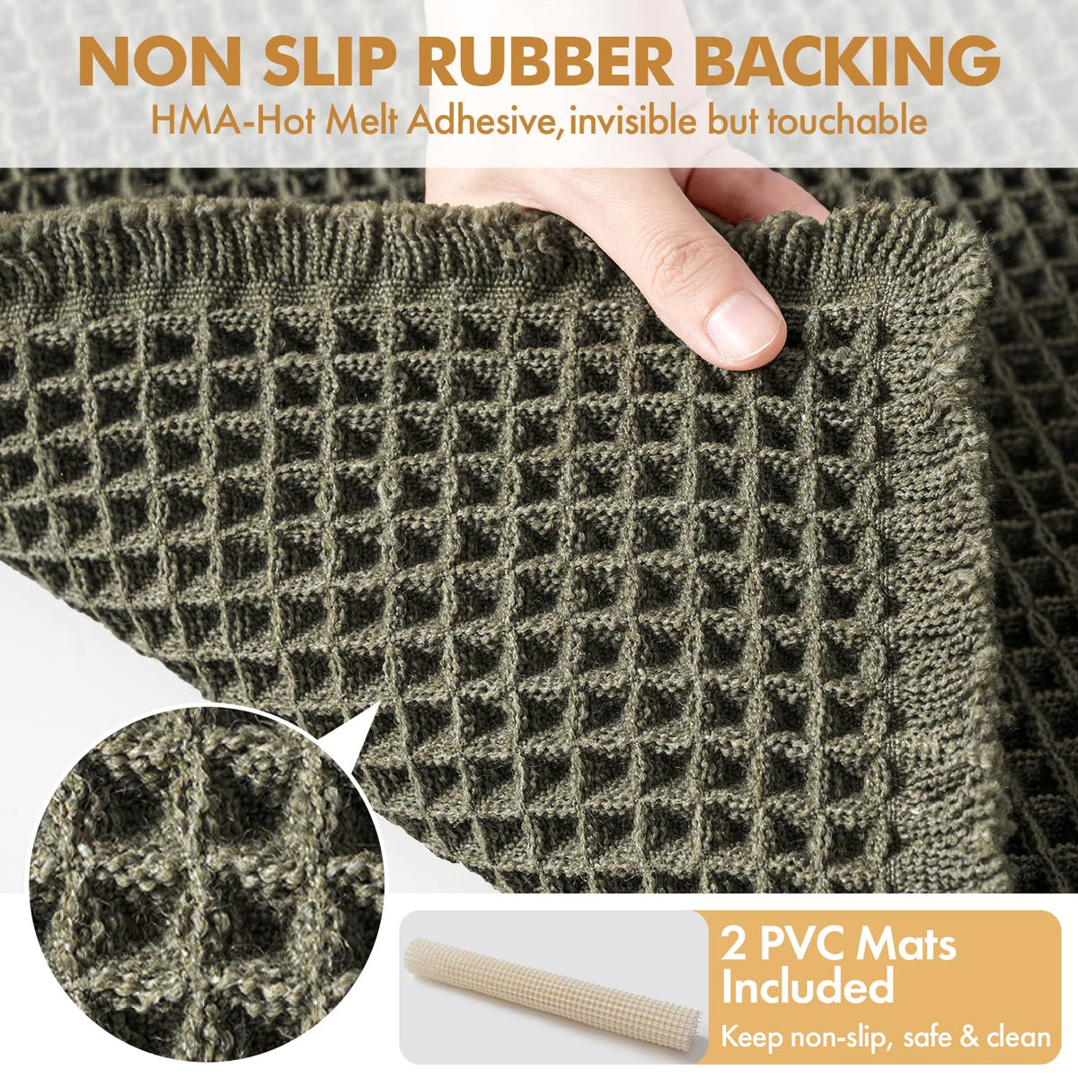 MIULEE waffle mats clear rubber backing provides reliable non-slip grip