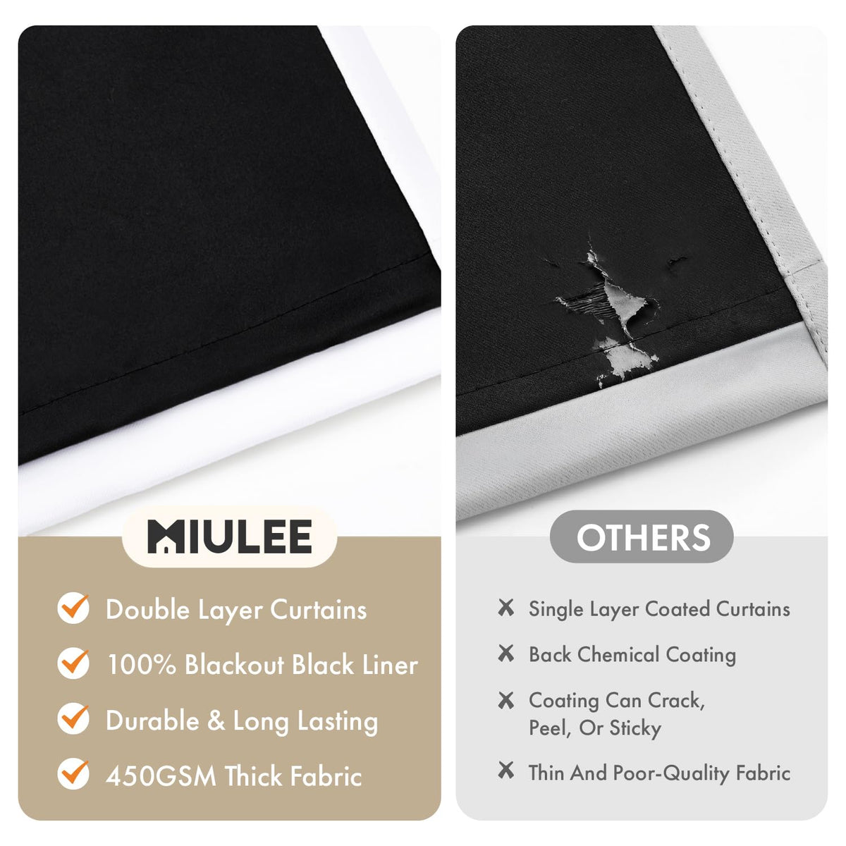 MIULEE bedroom ambience with 63 inch curtains offering refined light control.