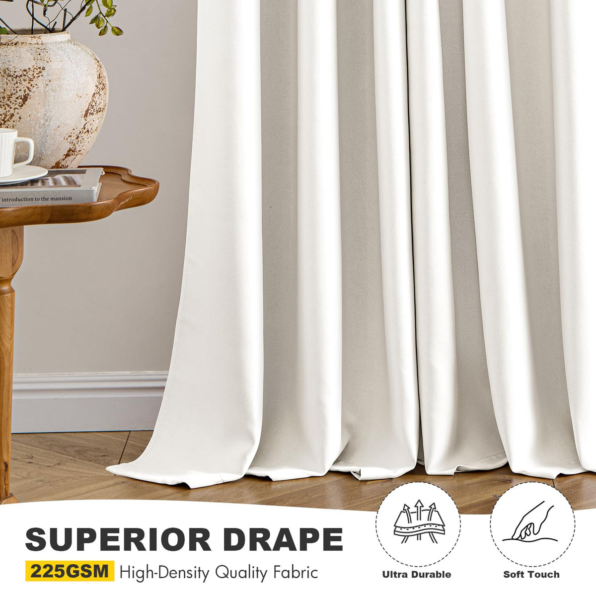 MIULEE bedroom ambience created by blackout drapes for calmer sleep.