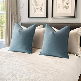 MIULEE dusty blue cushions set enhances bedroom and living room ambiance.