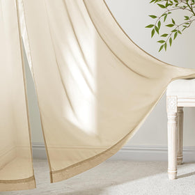 Bedroom scene showing privacy and soft light with MIULEE sheers