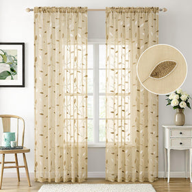 MIULEE beige sheer curtain close-up shows faux-linen texture and soft fabric
