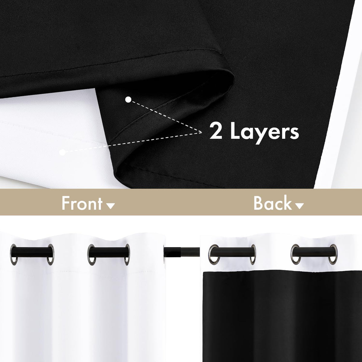 MIULEE black liner curtains deliver enhanced privacy and reduced glare during movie nights.