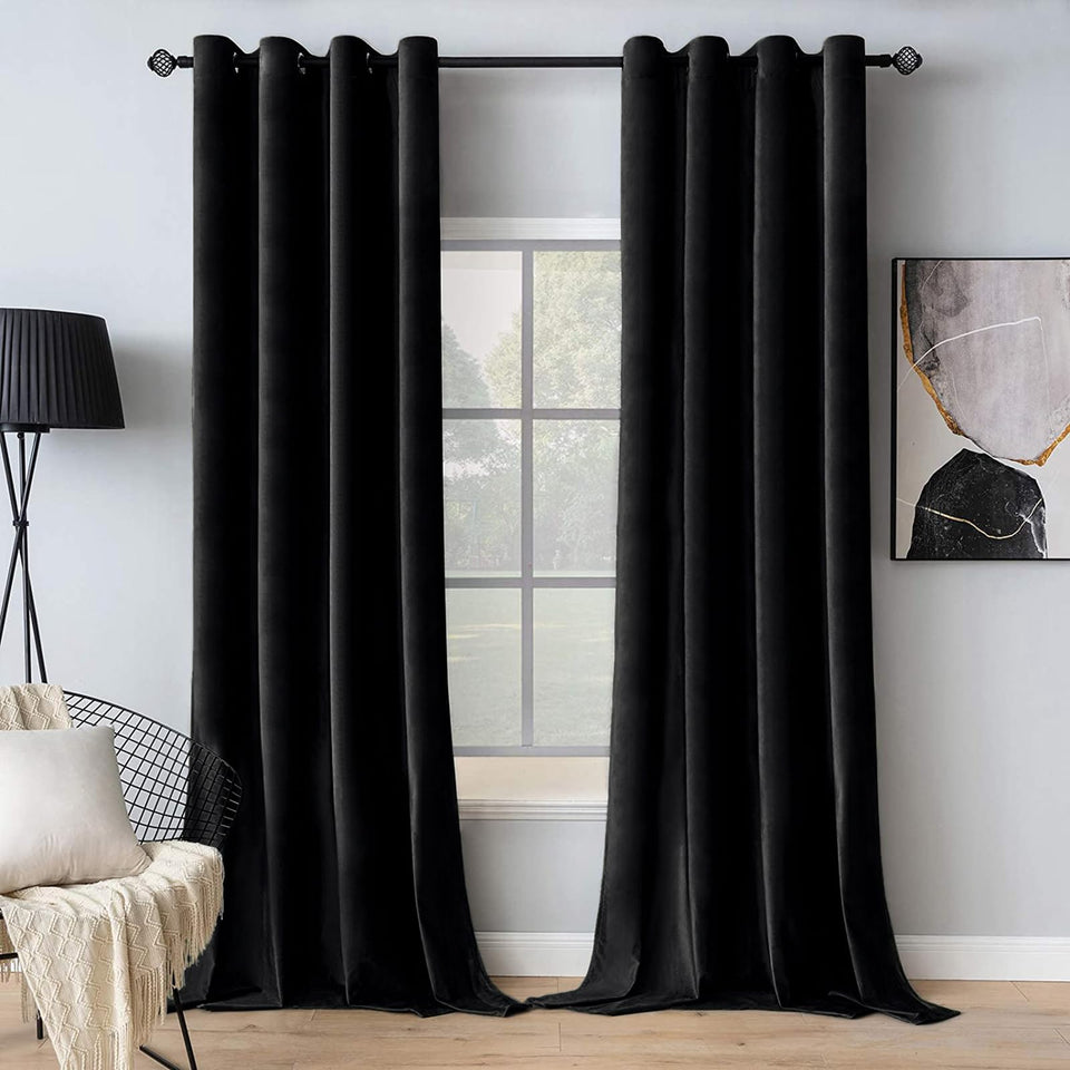 MIULEE black velvet curtains 84in close-up texture shows rich drape and softness