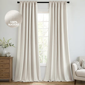 MIULEE blackout curtains close-up texture shows thick linen-like fabric for strong light blocking.