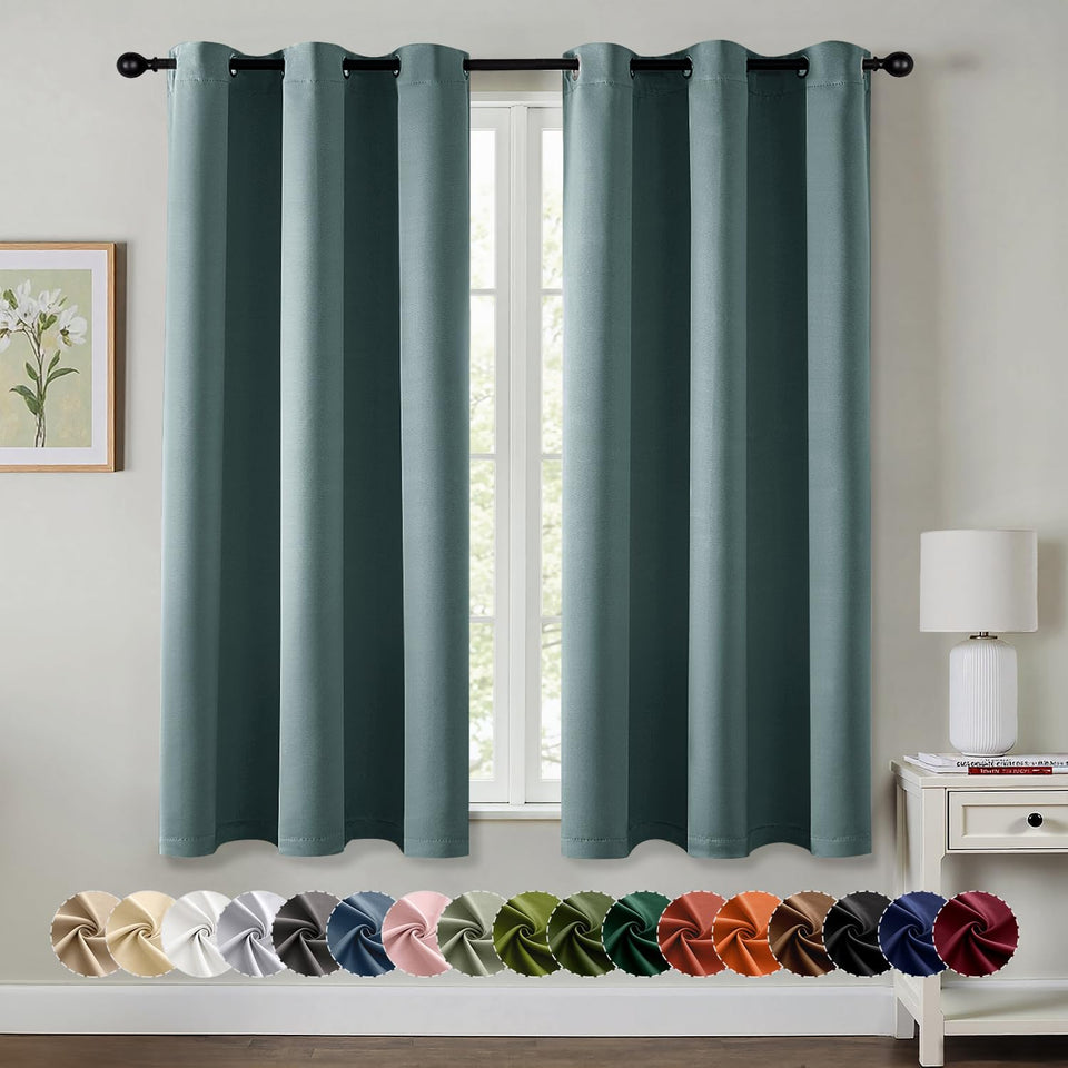 MIULEE blackout curtains in dusty blue with 2 panels block light for focused sleep