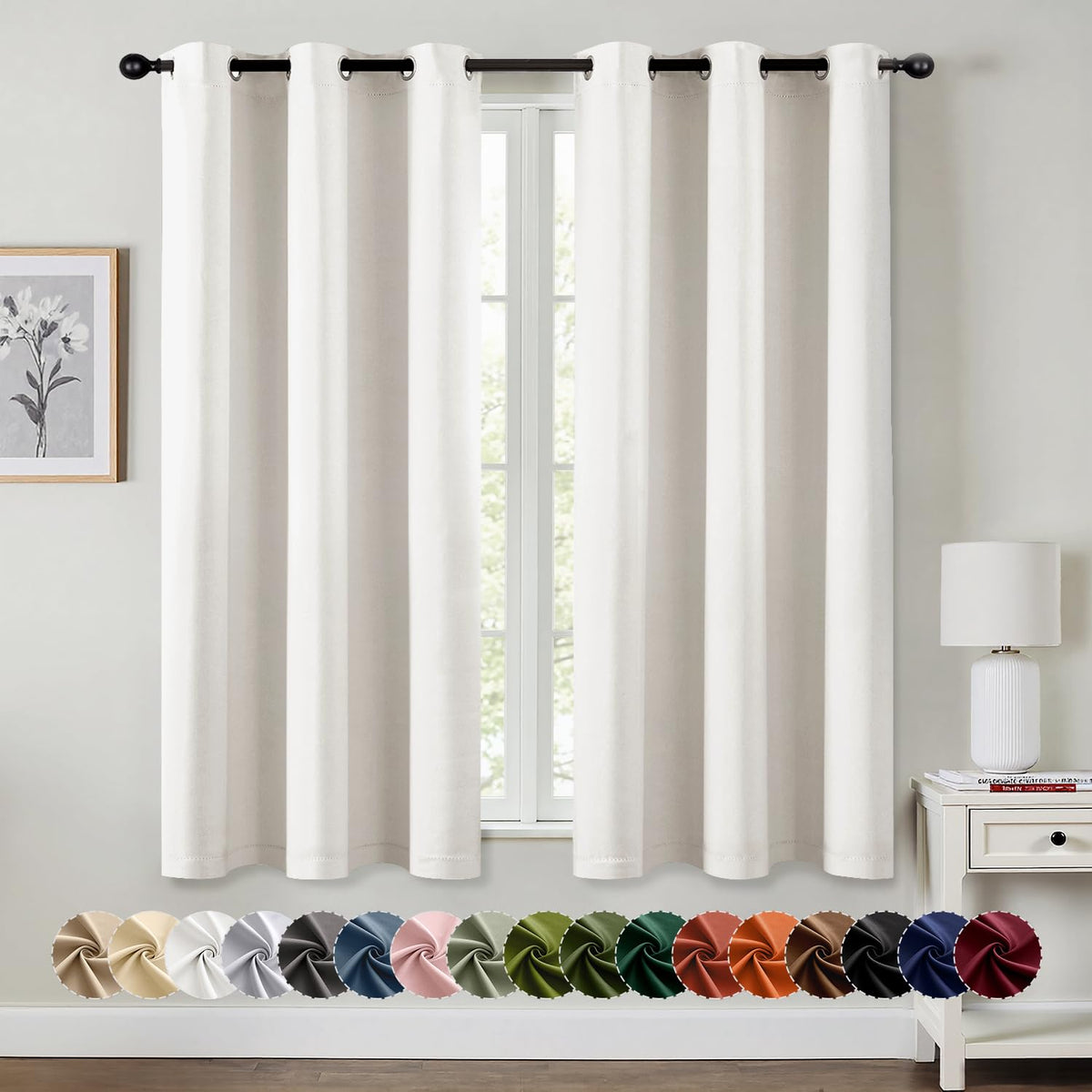 MIULEE blackout curtains 2-panel pack on a window for deep sleep and light control.