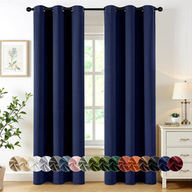 MIULEE navy blackout curtains two-panel 40x72 provide room-darkening and privacy