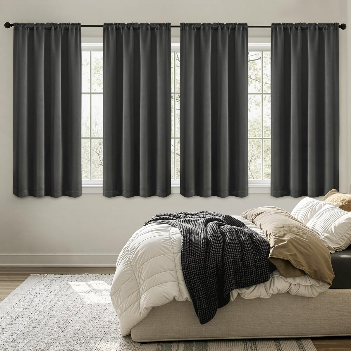 MIULEE blackout curtains with dual rod pockets for easy hanging and neat drapes.