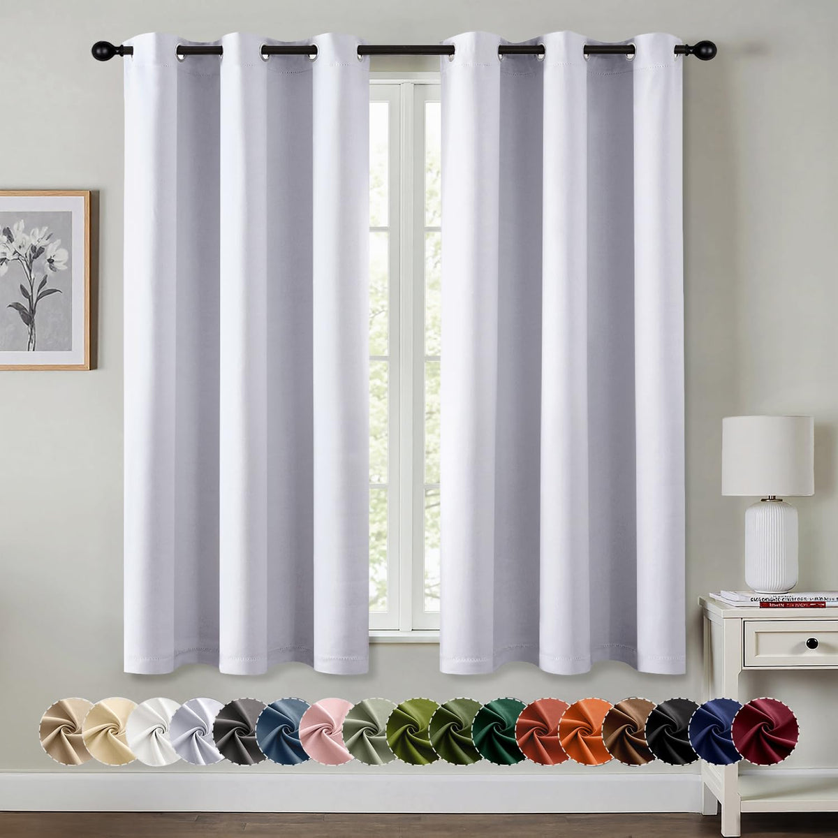 MIULEE blackout curtains bedroom setup showing two panels for deep sleep and privacy
