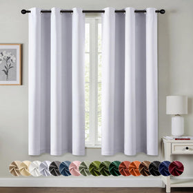 MIULEE blackout curtains bedroom setup showing two panels for deep sleep and privacy